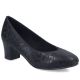 Women's leather pumps with a low heel, black Rieker 44650-05