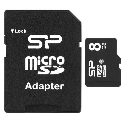 2. Silicon Power microSDHC 8GB Class 10 Memory Card + microSD-SD ADAPTER (SP008GBSTH010V10SP)