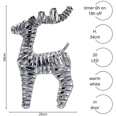 5. REINDEER DECORATION 34 CM 20 LED SILVER