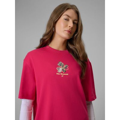 6. Women's loose T-shirt with print 4F 4FRSS26TTSHF3706-53S