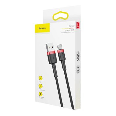 9. Baseus Cafule USB-A / USB-C QC 3.0 3A Cable 0.5 m - Black and Red