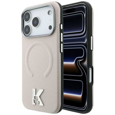 Karl Lagerfeld Grained Embossed Ring & Kameo Logo MagSafe Case for iPhone 18 Pro / 17 Pro - Beige