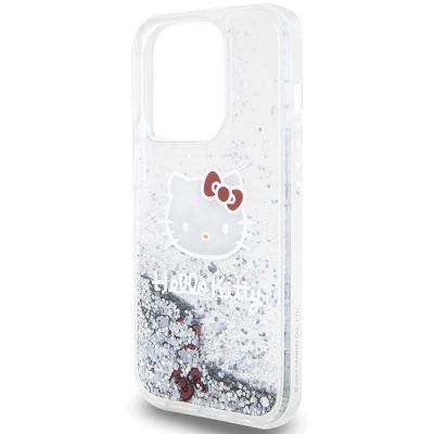6. Hello Kitty Liquid Glitter Charms Kitty Head case for iPhone 13 Pro / 13 - silver