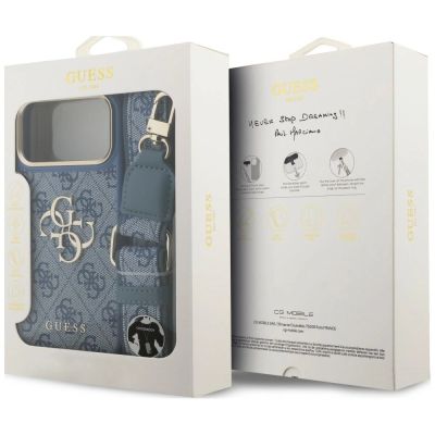 9. Guess 4G Big 4G Classic Logo Big Strap Metal Buttons Case for iPhone 18 Pro Max / 17 Pro Max – blue