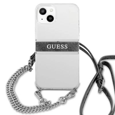 3. Guess GUHCP13SKC4GBSI iPhone 13 mini 5.4" Transparent hardcase 4G Gray Strap Silver Chain