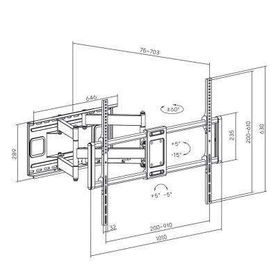 9. MACLEAN ECONOMIC TV MOUNT 60-120" 120KG VESA 900X600 MC-482