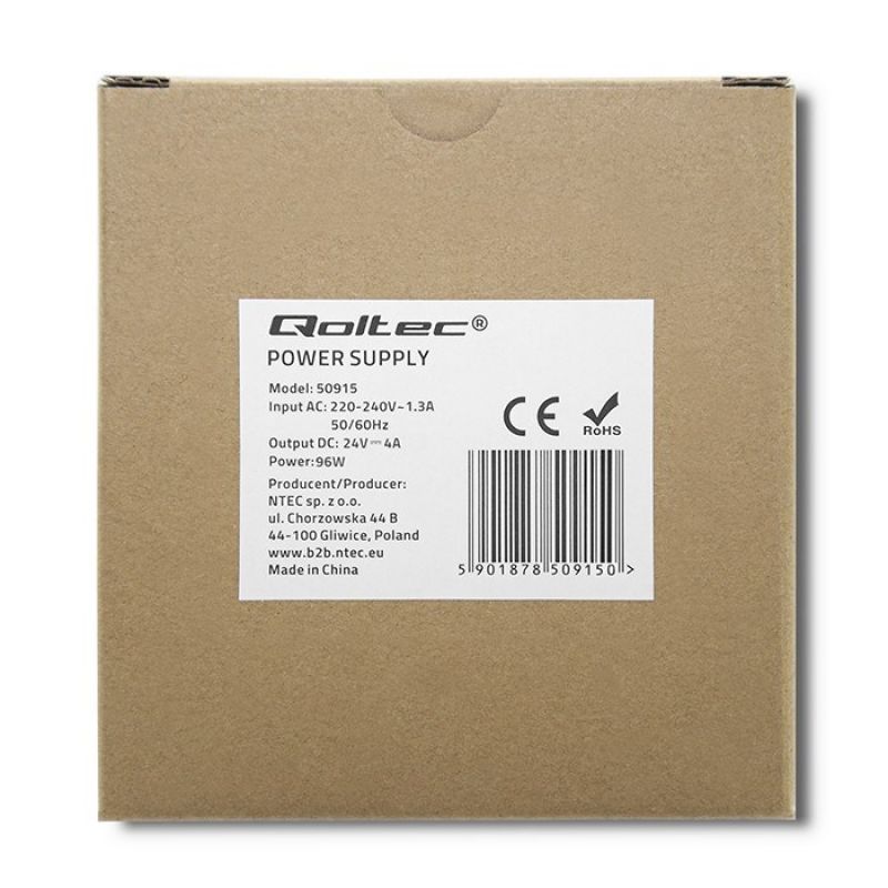 3. QOLTEC DIN RAIL POWER SUPPLY 96W | 24V | 4A | WHITE | SLIM