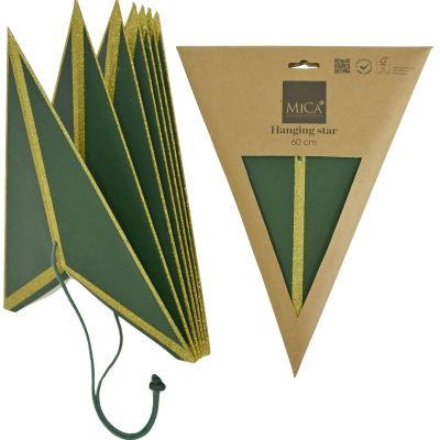 11. DECORATIVE HANGING PAPER STAR FSC 18x60CM GREEN 7 ARMS MICA