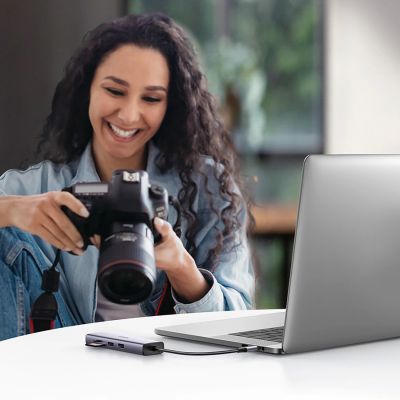 15. Ugreen CM512 90568 USB-C Adapter - 2x USB-A 3.0 / HDMI / RJ45 / SD and TF Card Reader / USB-C PD 100W - Gray