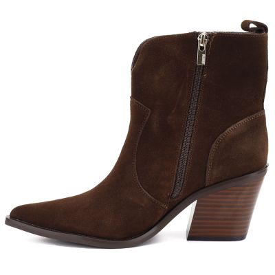 3. Women's leather ankle boots, insulated, brown cowboy boots, Big Star SS274473