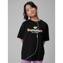 Girls' loose T-shirt with print 4F 4FJRSS26TTSHF4137-020S