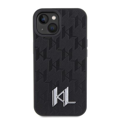3. Karl Lagerfeld KLHCP15SPKLPKLK iPhone 15 / 14 / 13 6.1" black/black hardcase Leather Monogram Hot Stamp Metal Logo