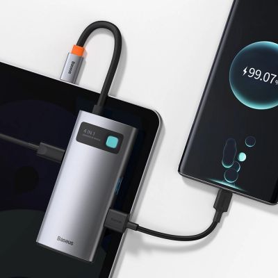 10. Baseus Metal Gleam 4in1 multifunctional HUB USB Type C - USB Type C Power Delivery 100 W / HDMI 4K 30 Hz / 1x USB 3.2 Gen 1 / 1x USB 2.0 (CAHUB-CY0G)