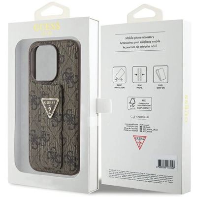 9. Guess Grip Stand 4G Triangle Strass case for iPhone 15 Pro - brown
