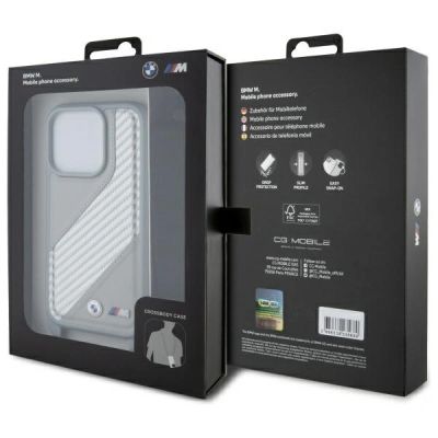 7. BMW M Edition Carbon Stripe & Strap iPhone 16 Pro Max Case - Gray