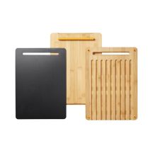 Fiskars 1057550 Rectangular Bamboo Cutting Board, Bamboo Plastic, Black