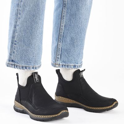 6. Women's black non-insulated ankle boots Rieker N3275-01