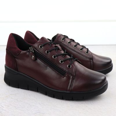 3. Burgundy Leather Women’s Wedge Shoes Vinceza 39964
