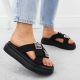 6. Women’s black platform slides with rhinestones Potocki 16347