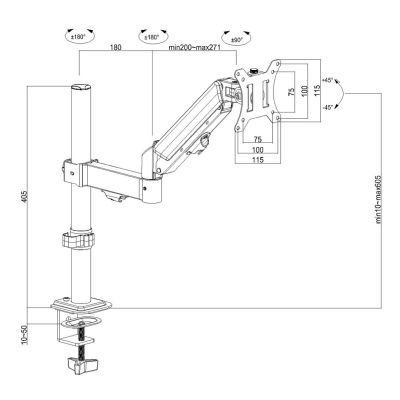 4. MACLEAN MONITOR MOUNT, GAS SPRING, 17"-32", 2-10KG, BLACK MC-135