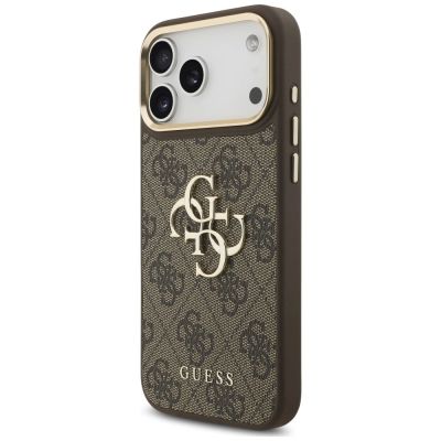 2. Guess 4G Big 4G Classic Logo Big Strap Metal Buttons Case for iPhone 18 Pro Max / 17 Pro Max – brown