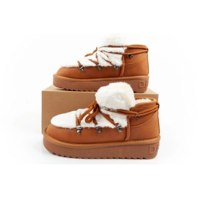 10. D.Franklin women's winter snow boots, fashionable fur lining, brown ankle boots