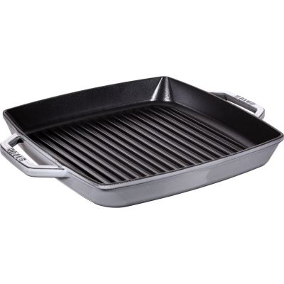 2. STAUB Square Cast Iron Grill Pan with Two Handles 33 cm, Graphite 40511-785-0