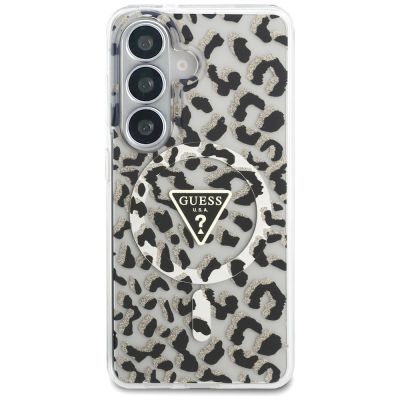 3. Guess IML Leopard Print Triangle MagSafe Case for Samsung Galaxy S26 - Black