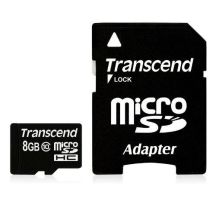 SD microSD Card 8GB Transcend SDHC Class10 w/adapter