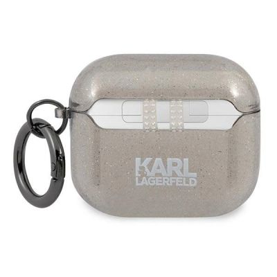 2. Karl Lagerfeld Glitter Karl's Head Case for AirPods 3 - Black