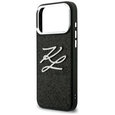 6. Karl Lagerfeld IML Glitter KL Diamond Logo Case for iPhone 17 Pro Max - Black