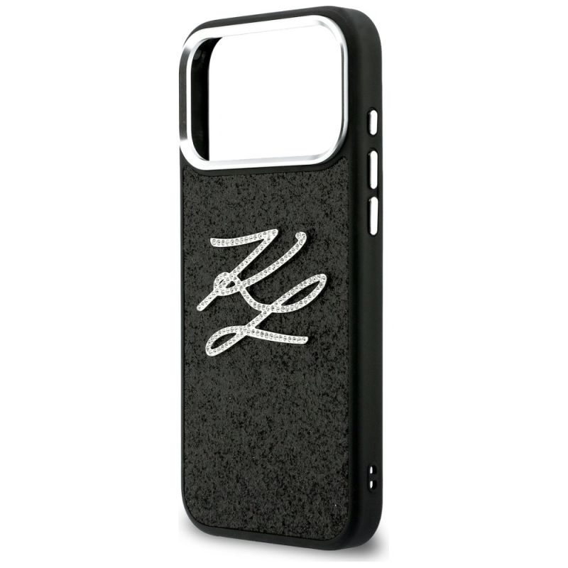 6. Karl Lagerfeld IML Glitter KL Diamond Logo Case for iPhone 17 Pro Max - Black