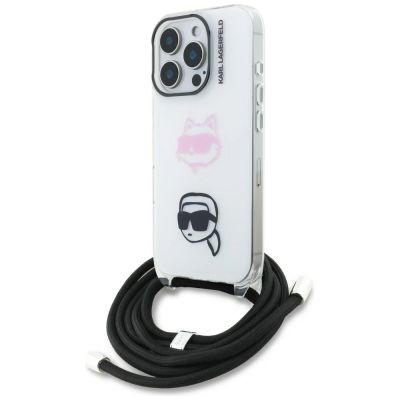 Karl Lagerfeld IML Crossbody Karl&Choupette Head Case for iPhone 16 Pro - White