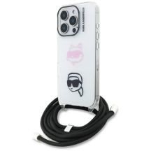 Karl Lagerfeld IML Crossbody Karl&Choupette Head Case for iPhone 16 Pro - White