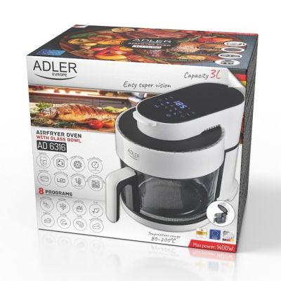 9. Adler 3L Air Fryer with Glass Bowl