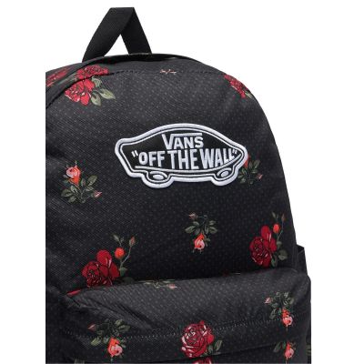 2. Vans Old Skool Classic Backpack – Black with Roses 22L