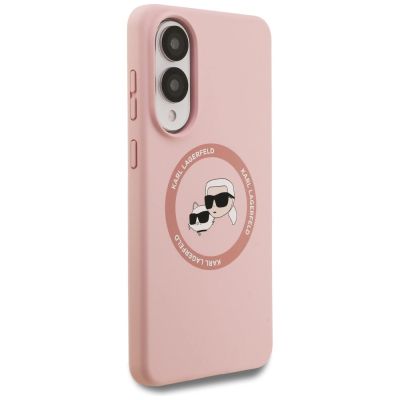 4. Karl Lagerfeld Silicone Nauble Heads And Circle MagSafe Case for Samsung Galaxy S25 Edge - Pink