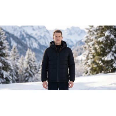 18. CMP men's winter sports jacket with hood, insulated, black (34K0167/U901)