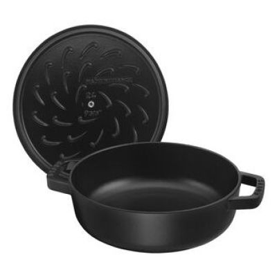 2. STAUB 40511-472-0 Deep Frying Pan with Lid - Black 28 cm