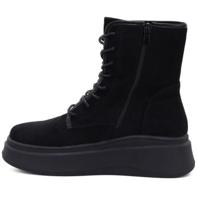 3. Women's suede ankle boots on a thick platform, black M.Daszyński SA257-1