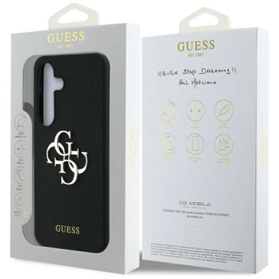 8. Guess Silicone Big 4G Logo Bottom Script case for Samsung Galaxy S25 - black