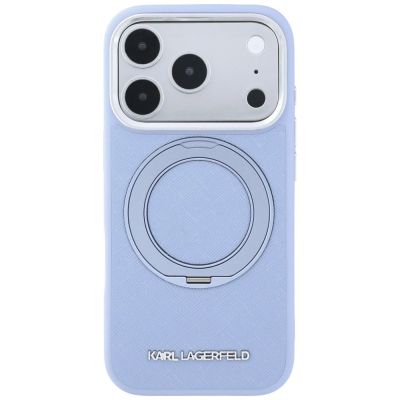 3. Karl Lagerfeld Ring Stand 360 Saffiano Classic Logo MagSafe Case for iPhone 18 Pro / 17 Pro - Light Blue