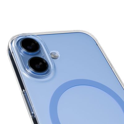 10. Puro Lite Mag TPU+PC Case Compatible with MagSafe for iPhone 17 - Transparent with Blue Ring