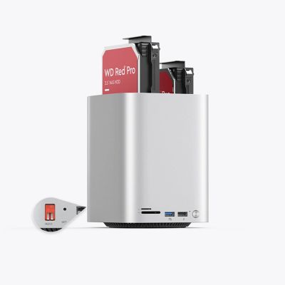 5. Orico MiniTower Docking Station with Hard Drive Bays for up to 56TB - Silver
