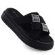 Women’s black platform slides with rhinestones Potocki 16347