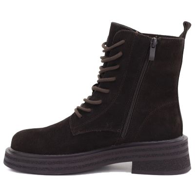 6. Women's leather ankle boots, suede, chocolate, Sergio Leone TR-02