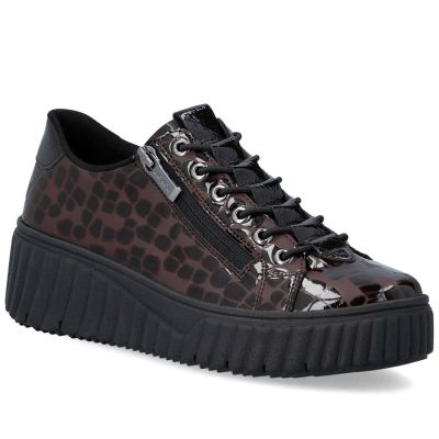 Women's patent leather sneakers crocodile brown Rieker N2555-25