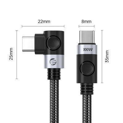 3. C2C PD100W Laptop Fast Charging Cable (Right Angle) black 0.5m