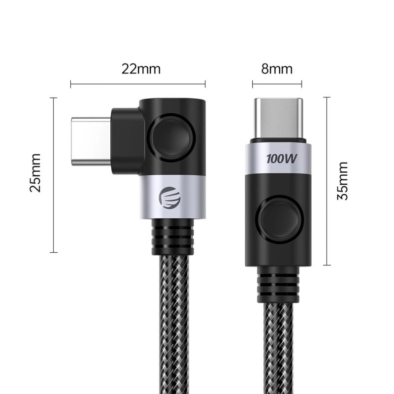 3. C2C PD100W Laptop Fast Charging Cable (Right Angle) black 0.5m