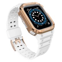 Protect Strap Band for Apple Watch 38/40/41mm Armored Case Strap - White, Rose Gold